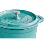 Valor 16 oz. Aqua Sky Enameled Mini Cast Iron Pot with Cover