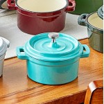 Valor 16 oz. Aqua Sky Enameled Mini Cast Iron Pot with Cover