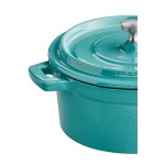 Valor 16 oz. Aqua Sky Enameled Mini Cast Iron Pot with Cover