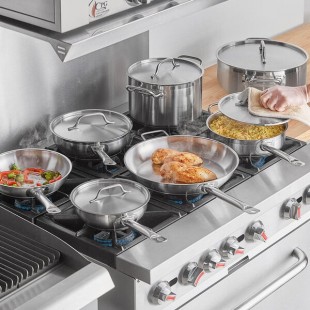 Vigor SS1 Series 12-Piece Induction Ready Stainless Steel Cookware Set with 2 Saucier Pans, 3 Qt. Saute, 10 Qt. Brazier, 2 Fry Pans, and 8 Qt. Stock Pot Vigor SS1 Series 12-Piece Induction Ready Stainless Steel Cookware Set with 2 Saucier Pans, 3 Qt. Saute, 10 Qt. Brazier, 2 Fry Pans, and 8 Qt. Stock Pot