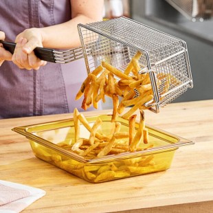 Carlisle 10420B13 StorPlus 1/2 Size Amber High Heat Plastic Food Pan - 2 1/2 Carlisle 10420B13 StorPlus 1/2 Size Amber High Heat Plastic Food Pan - 2 1/2