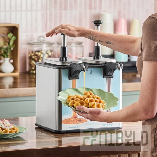 Server EZT 85899 EZ-Topper 48 oz. 4-Pouch Twin Topping Warmer with Heated Spout - 120V, 400W