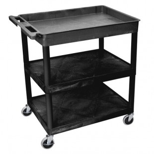 Luxor TC122-B Black 1 Tub, 2 Shelf Utility Cart - 32