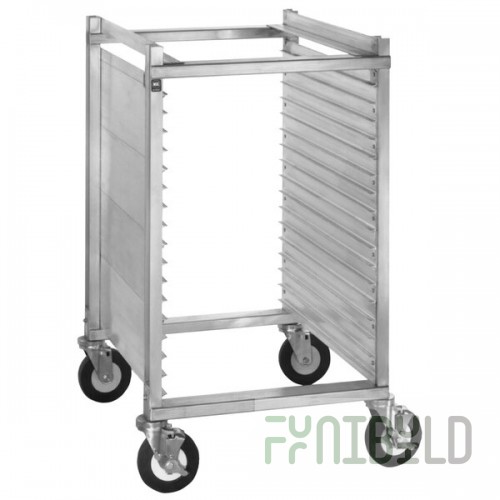 Cres Cor 282-1815 15 Pan End Load Half Height Aluminum Bun / Sheet Pan Rack / Mobile Work Station with Extruded Sidewalls - Assembled