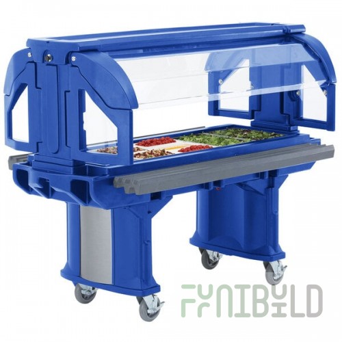 Cambro VBRLHD6186 Navy Blue 6' Versa Food / Salad Bar with Heavy Duty Casters - Low Height