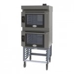 Cadco Bakerlux Station BLS-4HTD-2 Double Stacked 4-Shelf Half Size Heavy-Duty Digital Countertop Convection Ovens with Touch Control Panels and Stand - 208-240V Cadco Bakerlux Station BLS-4HTD-2 Double Stacked 4-Shelf Half Size Heavy-Duty Digital Countertop Convection Ovens with Touch Control Panels and Stand - 208-240V