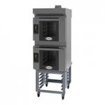 Cadco Bakerlux Station BLS-4HTD-2 Double Stacked 4-Shelf Half Size Heavy-Duty Digital Countertop Convection Ovens with Touch Control Panels and Stand - 208-240V Cadco Bakerlux Station BLS-4HTD-2 Double Stacked 4-Shelf Half Size Heavy-Duty Digital Countertop Convection Ovens with Touch Control Panels and Stand - 208-240V
