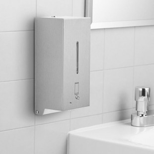 Bobrick B-2013 800 mL Stainless Steel Automatic Hands-Free Foaming Hand / Dish Soap Dispenser Bobrick B-2013 800 mL Stainless Steel Automatic Hands-Free Foaming Hand / Dish Soap Dispenser