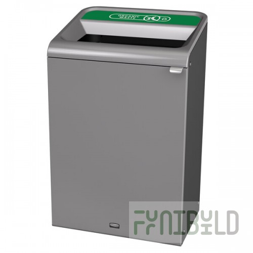 Rubbermaid® 1961506 Configure 33 Gallon Stenni Gray 1 Stream Organic Waste Indoor Rectangular Recycling Bin