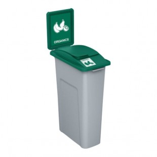 Busch Systems Waste Watcher 202625 23 Gallon Gray HDPE Decorative Organics Bin with Green Lid Busch Systems Waste Watcher 202625 23 Gallon Gray HDPE Decorative Organics Bin with Green Lid