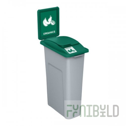 Busch Systems Waste Watcher 202625 23 Gallon Gray HDPE Decorative Organics Bin with Green Lid