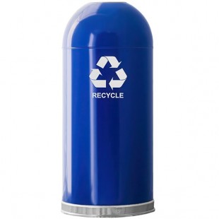 Witt Industries 415DTBL-R 15 Gallon Blue Steel Round Indoor Decorative Recycling Bin with Open Dome Lid Witt Industries 415DTBL-R 15 Gallon Blue Steel Round Indoor Decorative Recycling Bin with Open Dome Lid