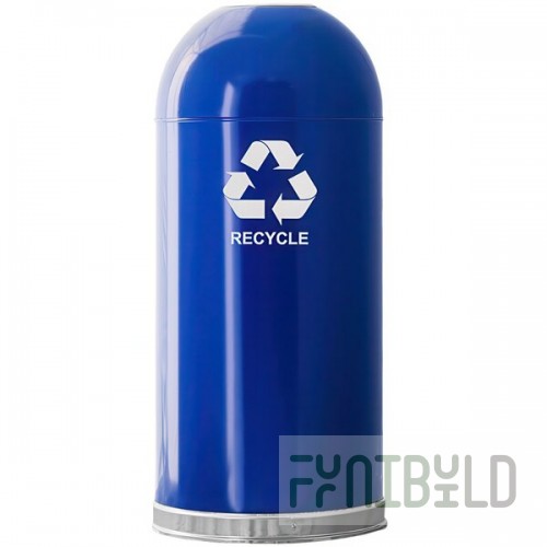 Witt Industries 415DTBL-R 15 Gallon Blue Steel Round Indoor Decorative Recycling Bin with Open Dome Lid