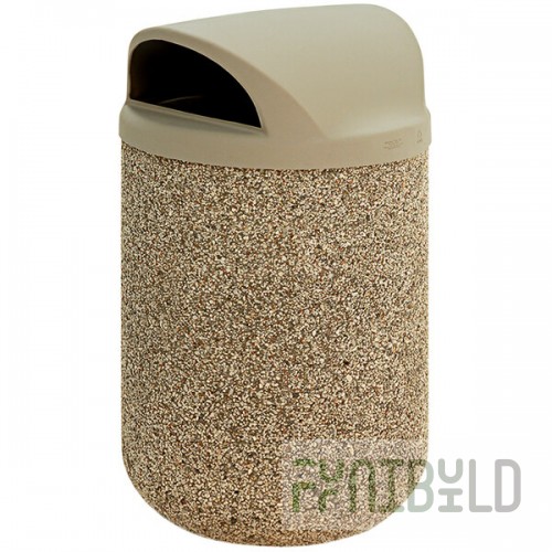Wausau Tile TF1100 31 Gallon Concrete Round Trash Can with Plastic Dome Top