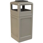 Commercial Zone 73300299 PolyTec 42 Gallon Square Beige Trash Can and Ashtray Dome Lid Set