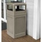 Commercial Zone 73300299 PolyTec 42 Gallon Square Beige Trash Can and Ashtray Dome Lid Set