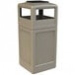 Commercial Zone 73300299 PolyTec 42 Gallon Square Beige Trash Can and Ashtray Dome Lid Set