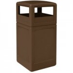 Commercial Zone 73300299 PolyTec 42 Gallon Square Beige Trash Can and Ashtray Dome Lid Set