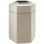 Commercial Zone 73300299 PolyTec 42 Gallon Square Beige Trash Can and Ashtray Dome Lid Set