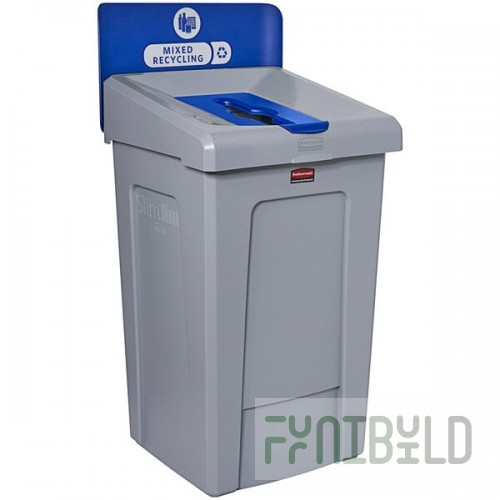 Rubbermaid® Slim Jim 2171557 33 Gallon Single-Stream Mixed Recycling Station with Lid