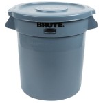 Rubbermaid® BRUTE 10 Gallon Gray Round Trash Can and Lid