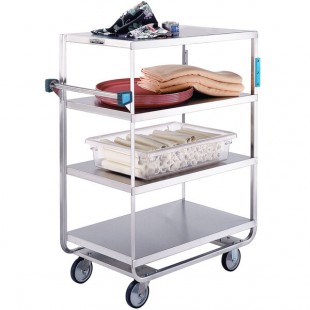 Lakeside 746 Heavy-Duty Stainless Steel Four Shelf Utility Cart with 3 Edges Up and 1 Down - 38 1/2 Lakeside 746 Heavy-Duty Stainless Steel Four Shelf Utility Cart with 3 Edges Up and 1 Down - 38 1/2