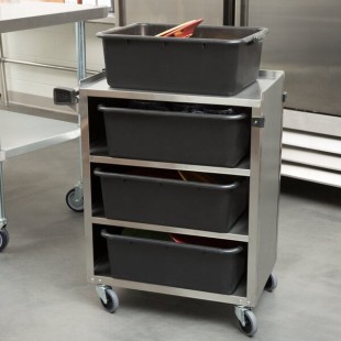 Lakeside 615 4 Shelf Standard Duty Stainless Steel Utility Cart with Enclosed Base - 16 1/2