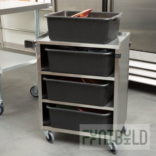 Lakeside 615 4 Shelf Standard Duty Stainless Steel Utility Cart with Enclosed Base - 16 1/2