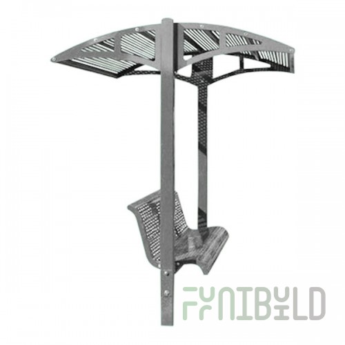 Paris Site Furnishings Shade Series 6' Window Gray Surface Mounted Park Bench with Canopy and Basket Weave Perforations 85 1/2