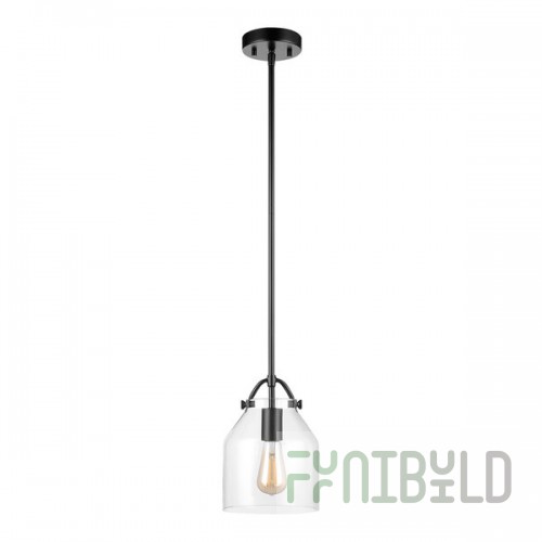 Globe Modern Farmhouse Matte Black Pendant Light with Clear Dome-Shaped Glass Shade - 120V, 60W