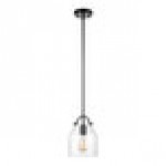 Globe Modern Farmhouse Matte Black Pendant Light with Clear Dome-Shaped Glass Shade - 120V, 60W Globe Modern Farmhouse Matte Black Pendant Light with Clear Dome-Shaped Glass Shade - 120V, 60W