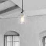 Globe Modern Farmhouse Matte Black Pendant Light with Clear Dome-Shaped Glass Shade - 120V, 60W Globe Modern Farmhouse Matte Black Pendant Light with Clear Dome-Shaped Glass Shade - 120V, 60W