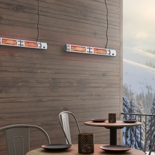 Backyard Pro Courtyard Series Silver Double Tube Electric Outdoor Patio Heater - 220-240V, 3000W - 95/Sample