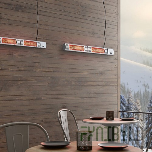 Backyard Pro Courtyard Series Silver Double Tube Electric Outdoor Patio Heater - 220-240V, 3000W - 95/Sample