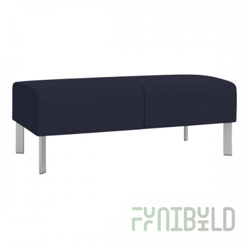 Lesro Luxe Lounge Series Open House Navy Fabric 2-Seat Bench with Steel Legs