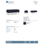 Lesro Luxe Lounge Series Open House Navy Fabric 2-Seat Bench with Steel Legs Lesro Luxe Lounge Series Open House Navy Fabric 2-Seat Bench with Steel Legs
