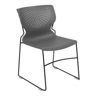 Flash Furniture Hercules Gray Full-Back Ventilated Contoured Stacking Chair with Black Sled Base Flash Furniture Hercules Gray Full-Back Ventilated Contoured Stacking Chair with Black Sled Base
