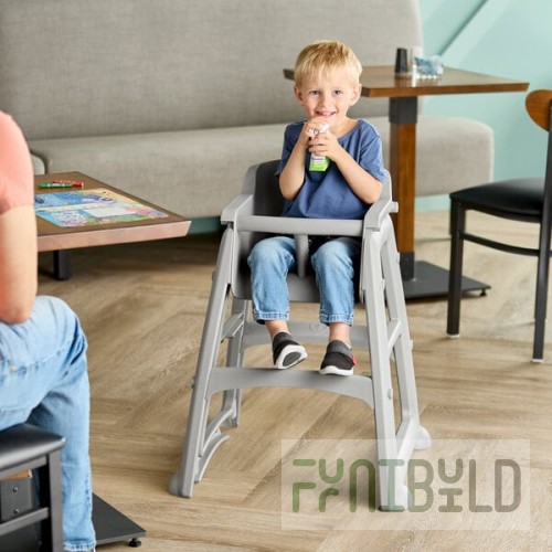 Rubbermaid® FG781408PLAT Platinum Sturdy Chair Restaurant High Chair without Wheels (Ready to Assemble)