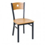 BFM Seating Darby Sand Black Customizable Metal Side Chair with Natural Wooden Back and Seat
