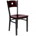 BFM Seating Darby Sand Black Customizable Metal Side Chair with Natural Wooden Back and Seat