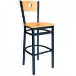 BFM Seating Darby Sand Black Customizable Metal Side Chair with Natural Wooden Back and Seat