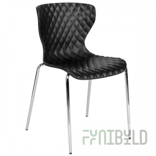Flash Furniture LF-7-07C-BLK-GG Lowell Contemporary Black Plastic Stackable Chair