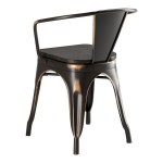 Lancaster Table & Seating Alloy Distressed Copper Indoor Arm Chair with Black Wood Seat
