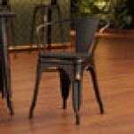 Lancaster Table & Seating Alloy Distressed Copper Indoor Arm Chair with Black Wood Seat
