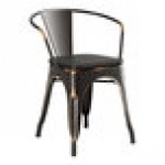 Lancaster Table & Seating Alloy Distressed Copper Indoor Arm Chair with Black Wood Seat