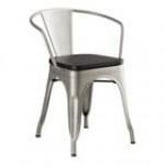 Lancaster Table & Seating Alloy Distressed Copper Indoor Arm Chair with Black Wood Seat