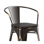 Lancaster Table & Seating Alloy Distressed Copper Indoor Arm Chair with Black Wood Seat
