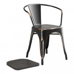 Lancaster Table & Seating Alloy Distressed Copper Indoor Arm Chair with Black Wood Seat