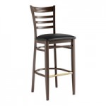 Lancaster Table & Seating Spartan Metal Slat Back Chair with Dark Walnut Wood Grain Finish and Black Vinyl Seat - Assembled Lancaster Table & Seating Spartan Metal Slat Back Chair with Dark Walnut Wood Grain Finish and Black Vinyl Seat - Assembled