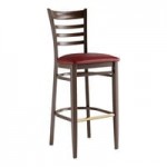Lancaster Table & Seating Spartan Metal Slat Back Chair with Dark Walnut Wood Grain Finish and Black Vinyl Seat - Assembled Lancaster Table & Seating Spartan Metal Slat Back Chair with Dark Walnut Wood Grain Finish and Black Vinyl Seat - Assembled